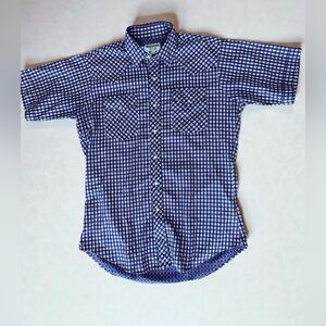 Vintage Ruddock Western pearl snap USA short sleeve checkered stars Shirt